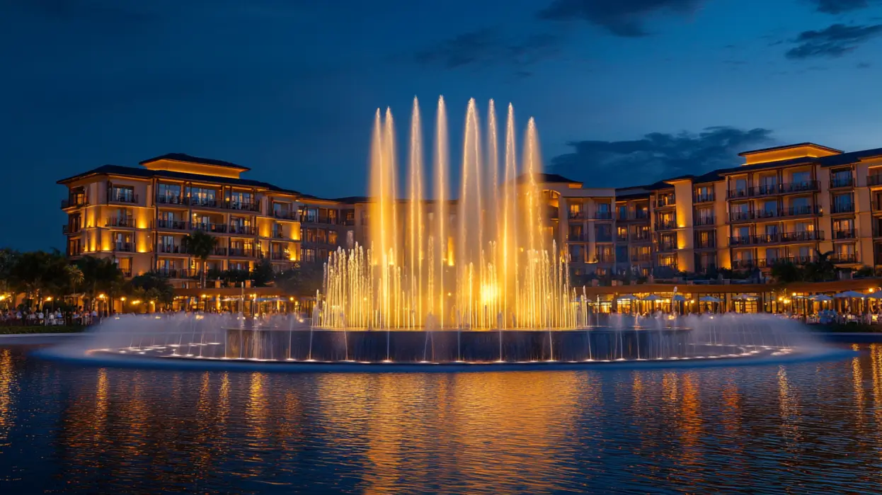Resort lake floating fountain