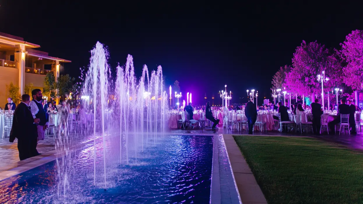 luxury resort wedding venue at night