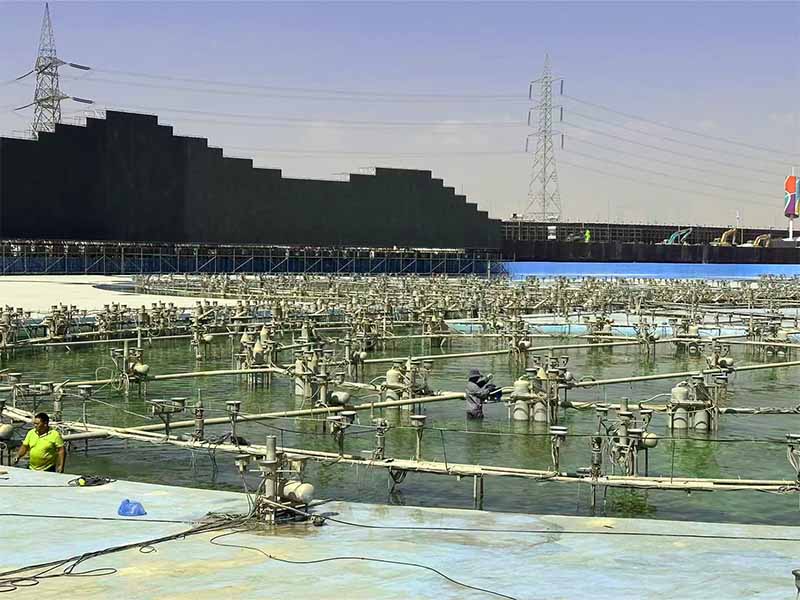 Industrial water treatment facility with equipment