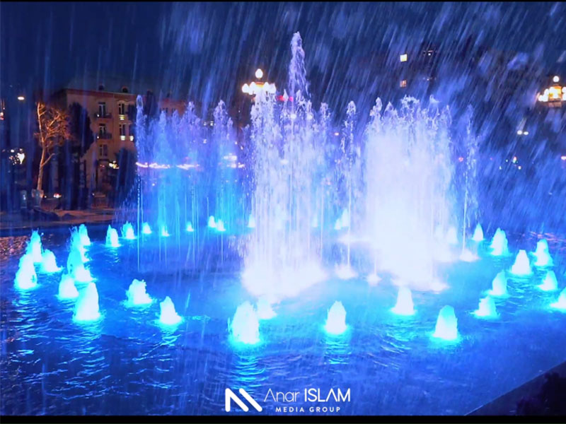 Azerbaijan Gəncə City Pool Music Dancing Fontan