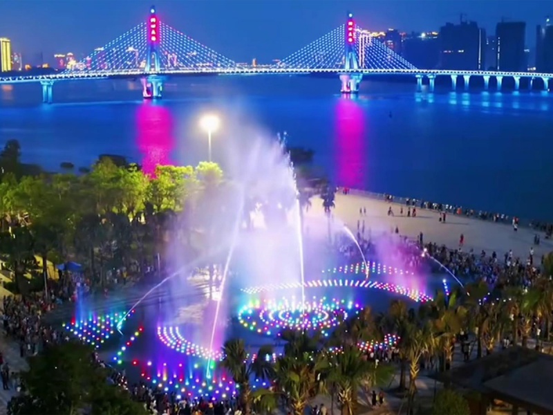 Large Dry Deck Fountain Water Dancing Show in Qingyuan Nanan Park