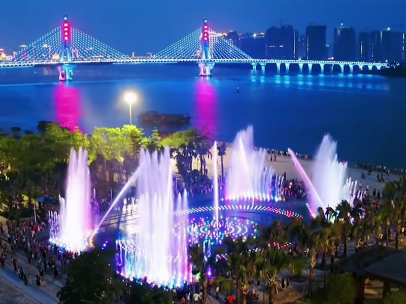 Large Dry Deck Fountain Water Dancing Show in Qingyuan Nanan Park