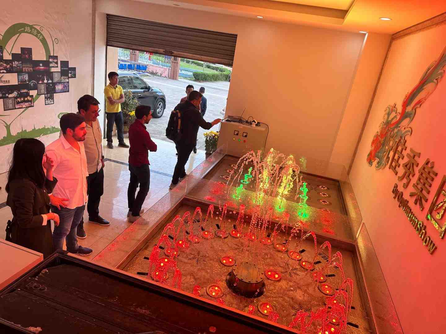 Customers visit the company.